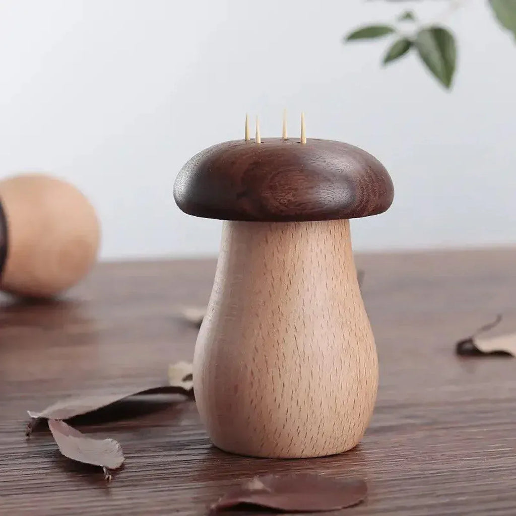 Wooden Mushroom Toothpick Holder