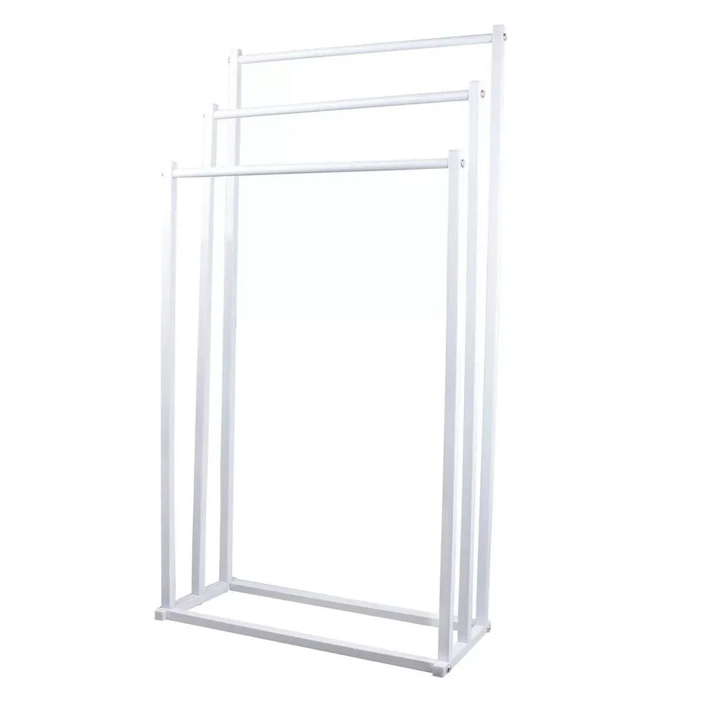 3 Tier Metal Towel Rack Freestanding 3 Bars Drying Shelf Holder Stand Organizer