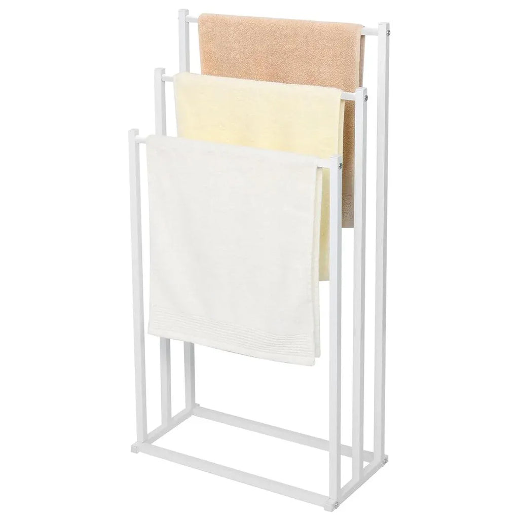 3 Tier Metal Towel Rack Freestanding 3 Bars Drying Shelf Holder Stand Organizer