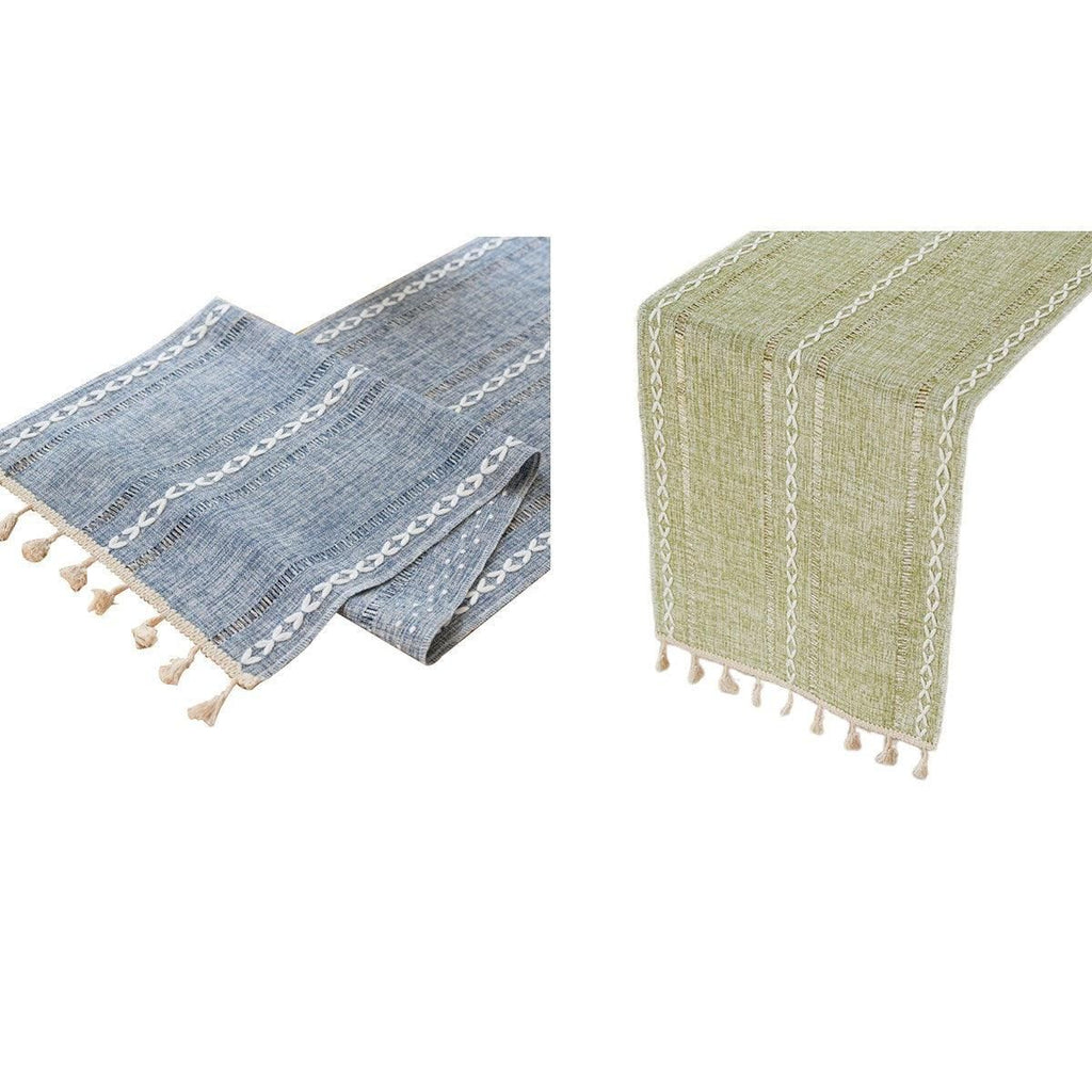 Woven Fringe Table Runner – Green