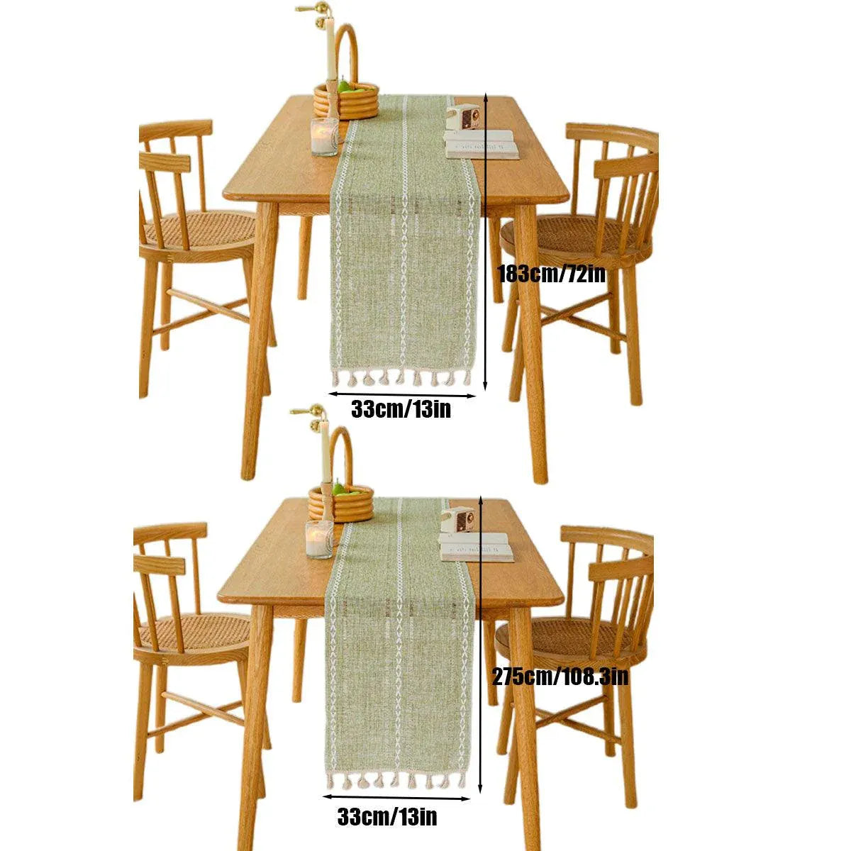 Woven Fringe Table Runner – Green