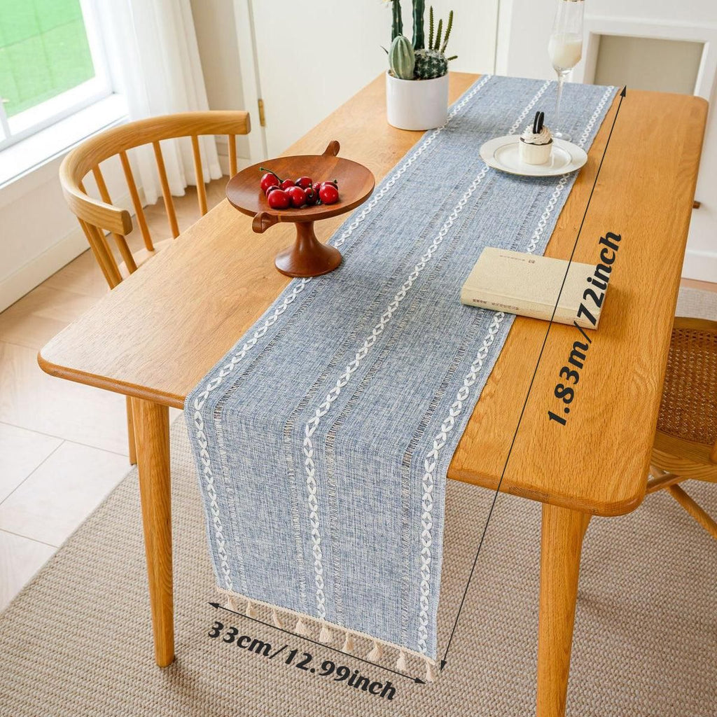 Woven Fringe Table Runner – Green