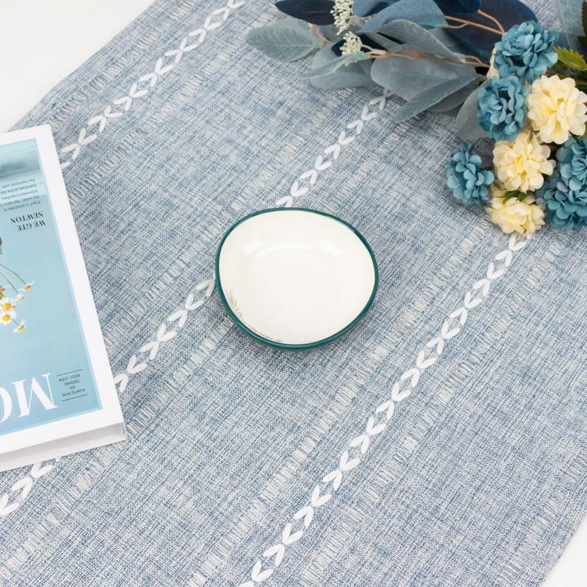 Woven Fringe Table Runner – Green