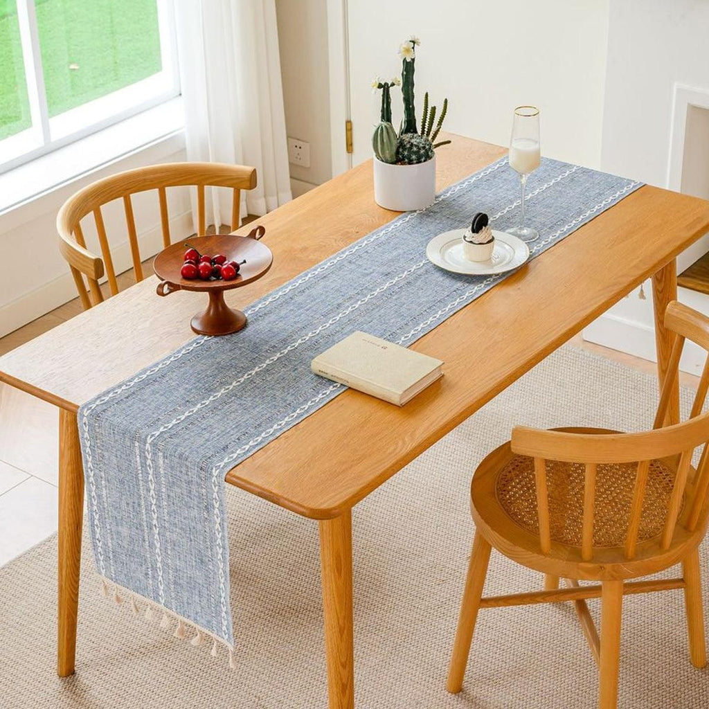 Woven Fringe Table Runner – Green