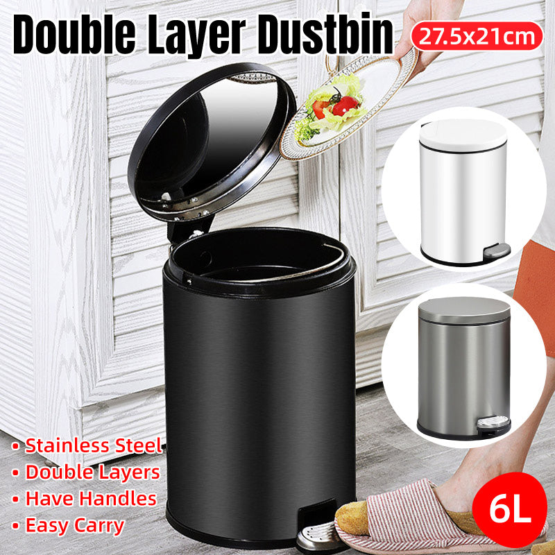 Double-Layer Pedal Bin – White