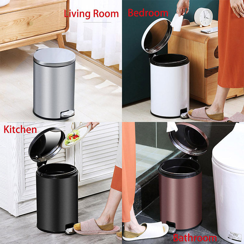 Double-Layer Pedal Bin – White