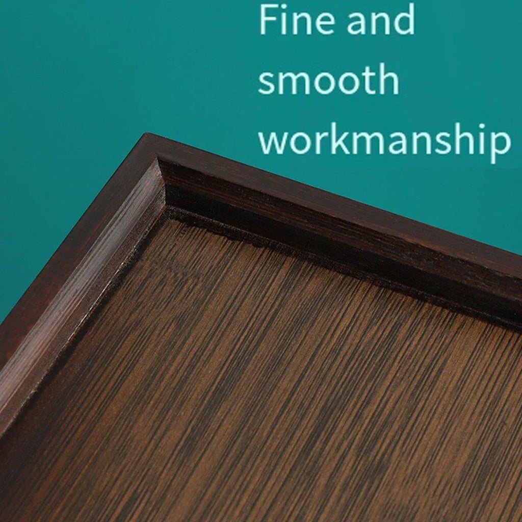 Bamboo Tea Tray Rectangular Tea Table Walnut Colour Fruit Bread Serving Plate - 28-20cm
