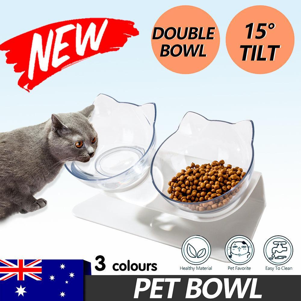 Elevated Double Pet Bowl — Clear