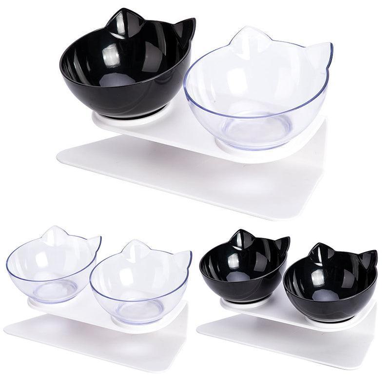Elevated Double Pet Bowl — Clear