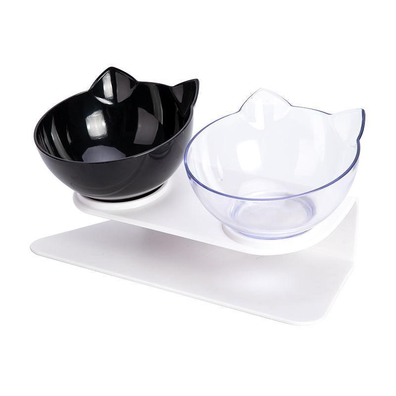 Elevated Double Pet Bowl — Clear