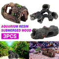 3pcs Aquarium Resin Tree Ornament – Submerged Wood Cave Fish Tank Decoration