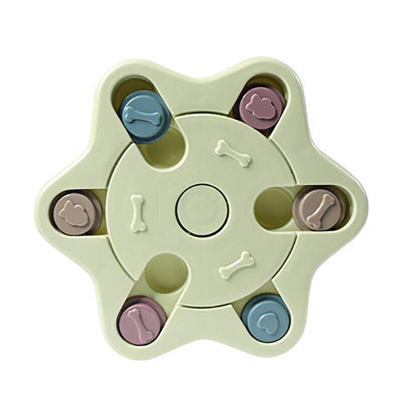 Dog Treat Dispenser Food Puzzle Toy Interactive Training Feeder Pet Supply Bowl - Hexagon-Blue