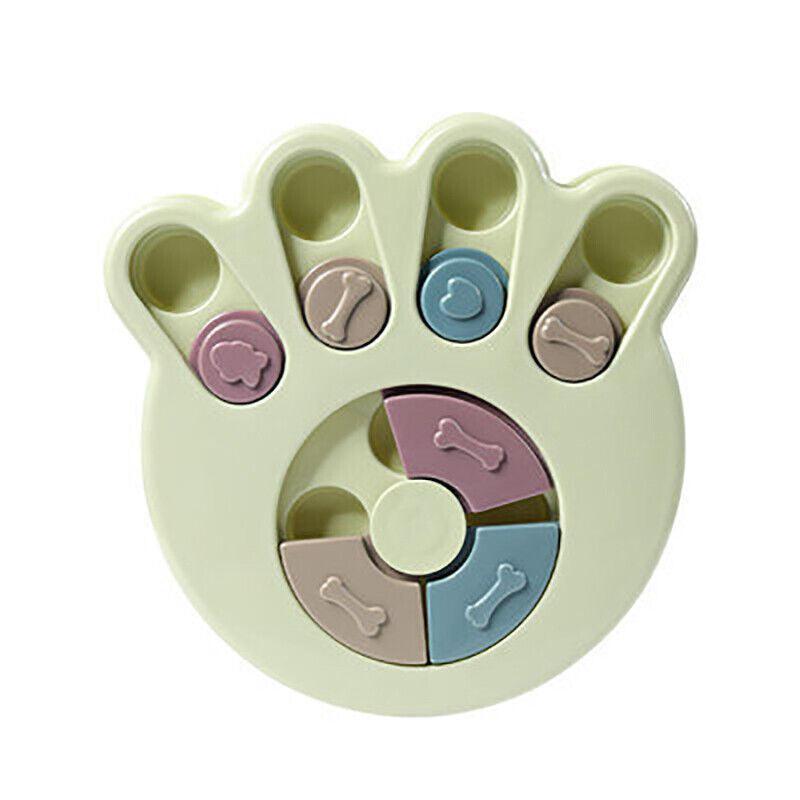 Dog Treat Dispenser Food Puzzle Toy Interactive Training Feeder Pet Supply Bowl - Hexagon-Green