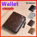 Men'S Rfid Blocking Leather Short Wallet Credit Id Card Cash Holder Purse