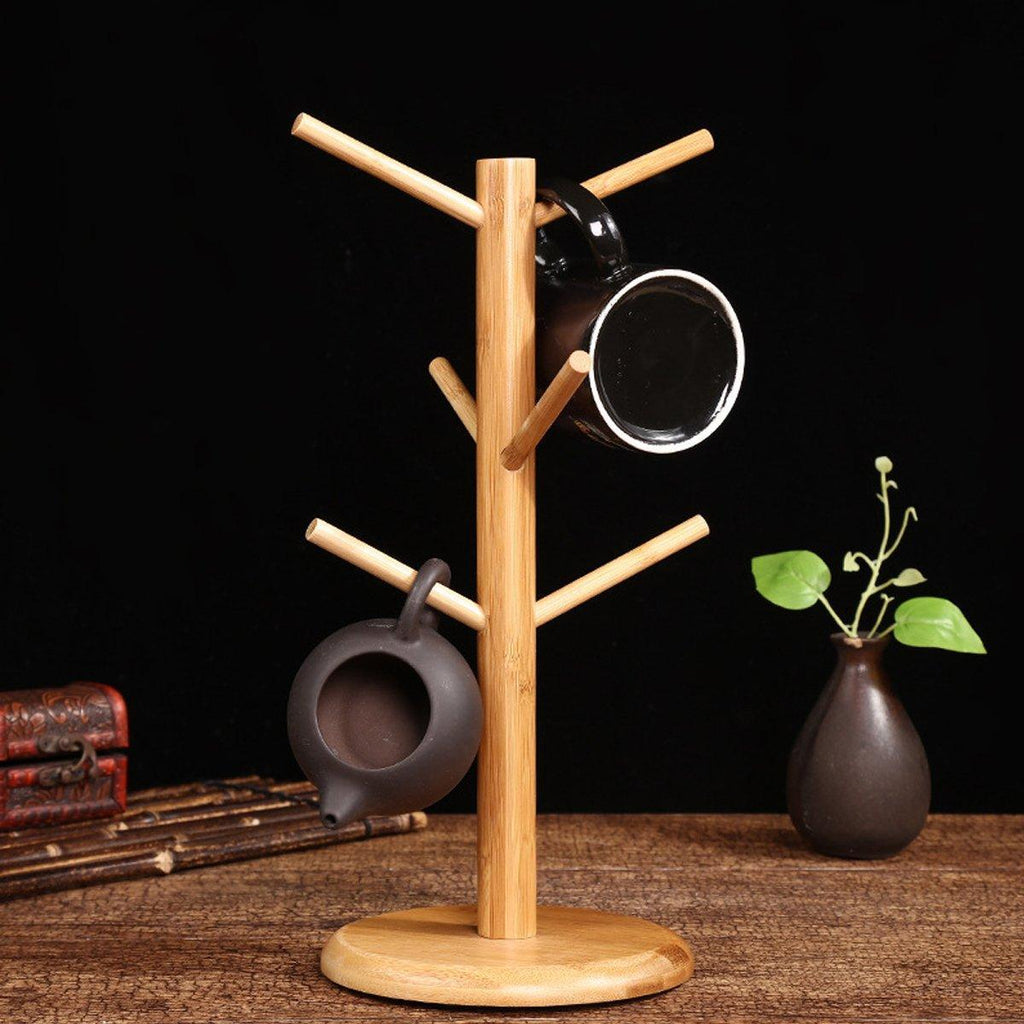 6-Branch Bamboo Mug Tree & Cup Drying Rack