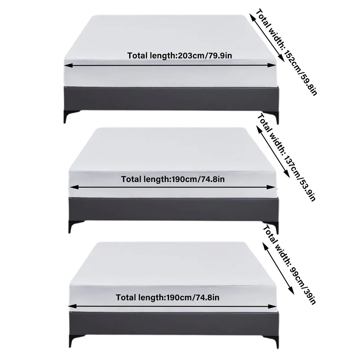 Waterproof Mattress Protector Fitted Sheet Bed Cover for Single King Single Double Queen - 99x190cm