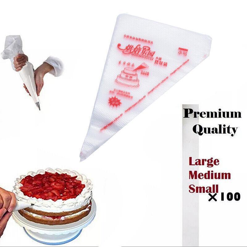 100-200Pcs Disposable Piping Bags For Cake Decor Icing Frosting Piping Nozzles - Yellow (Thick)-Large *100 PCS