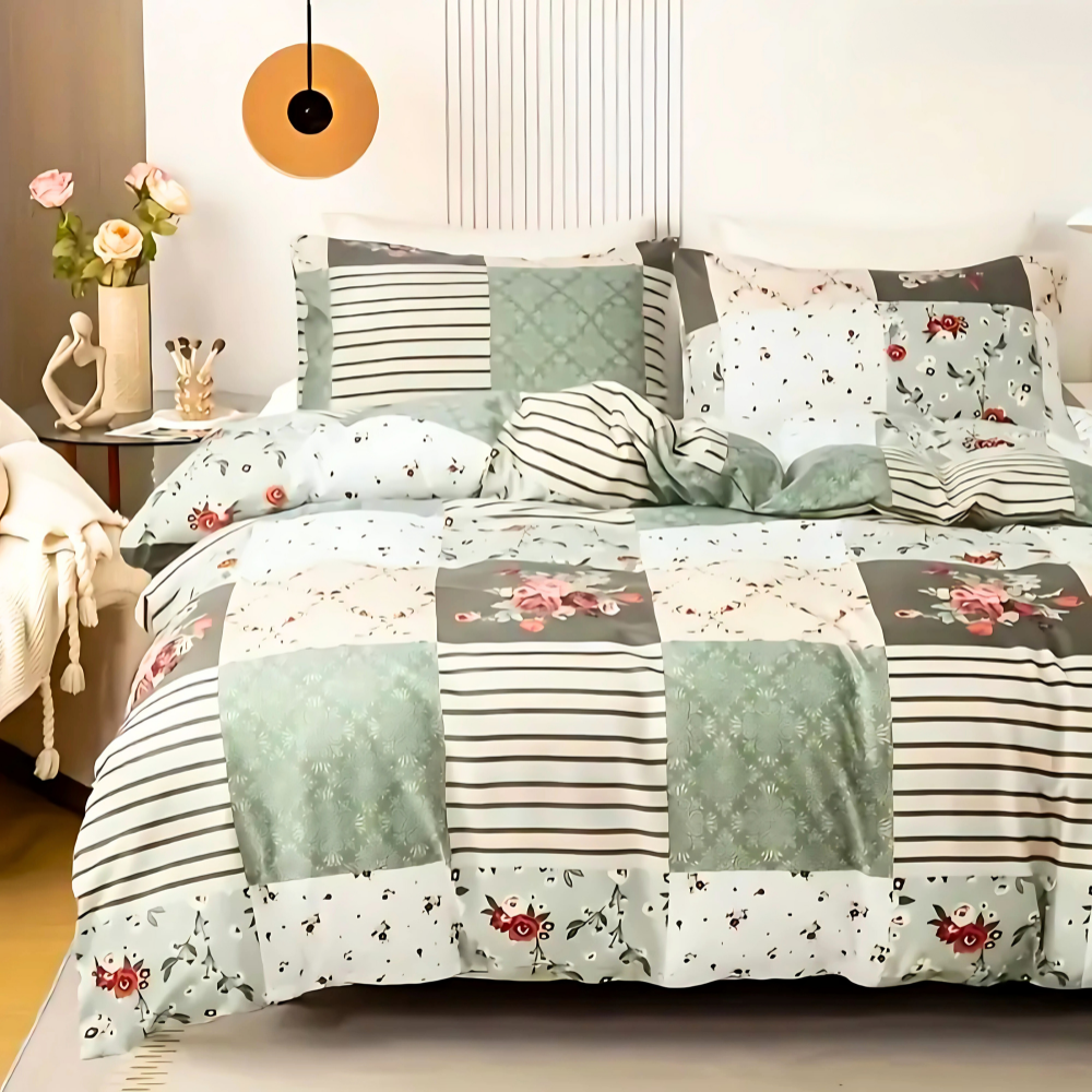 Dreamfields Emerald Plaid Quilt Cover Set – Double, 3-Piece