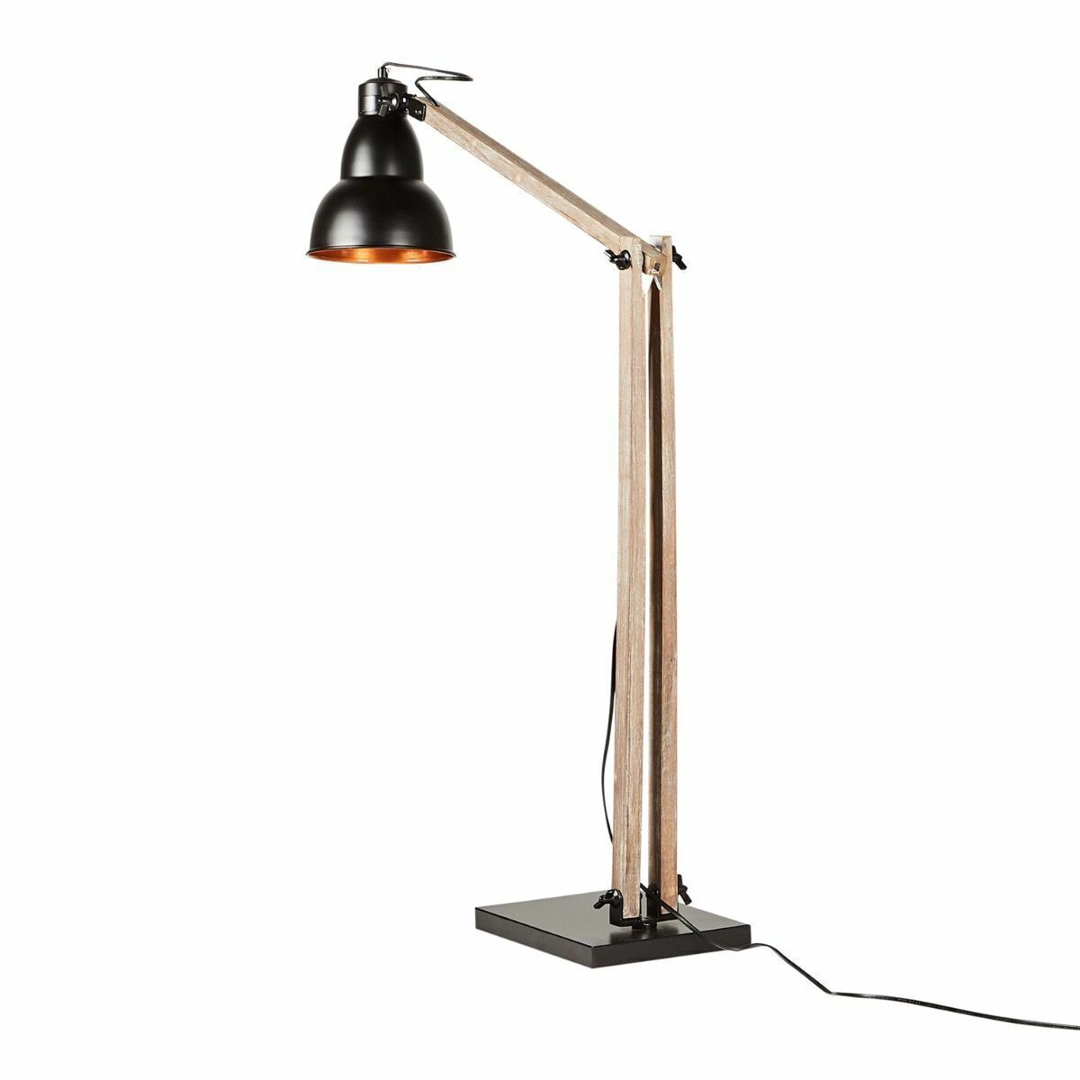 Adjustable Timber Tripod Floor Lamp – Matte Black