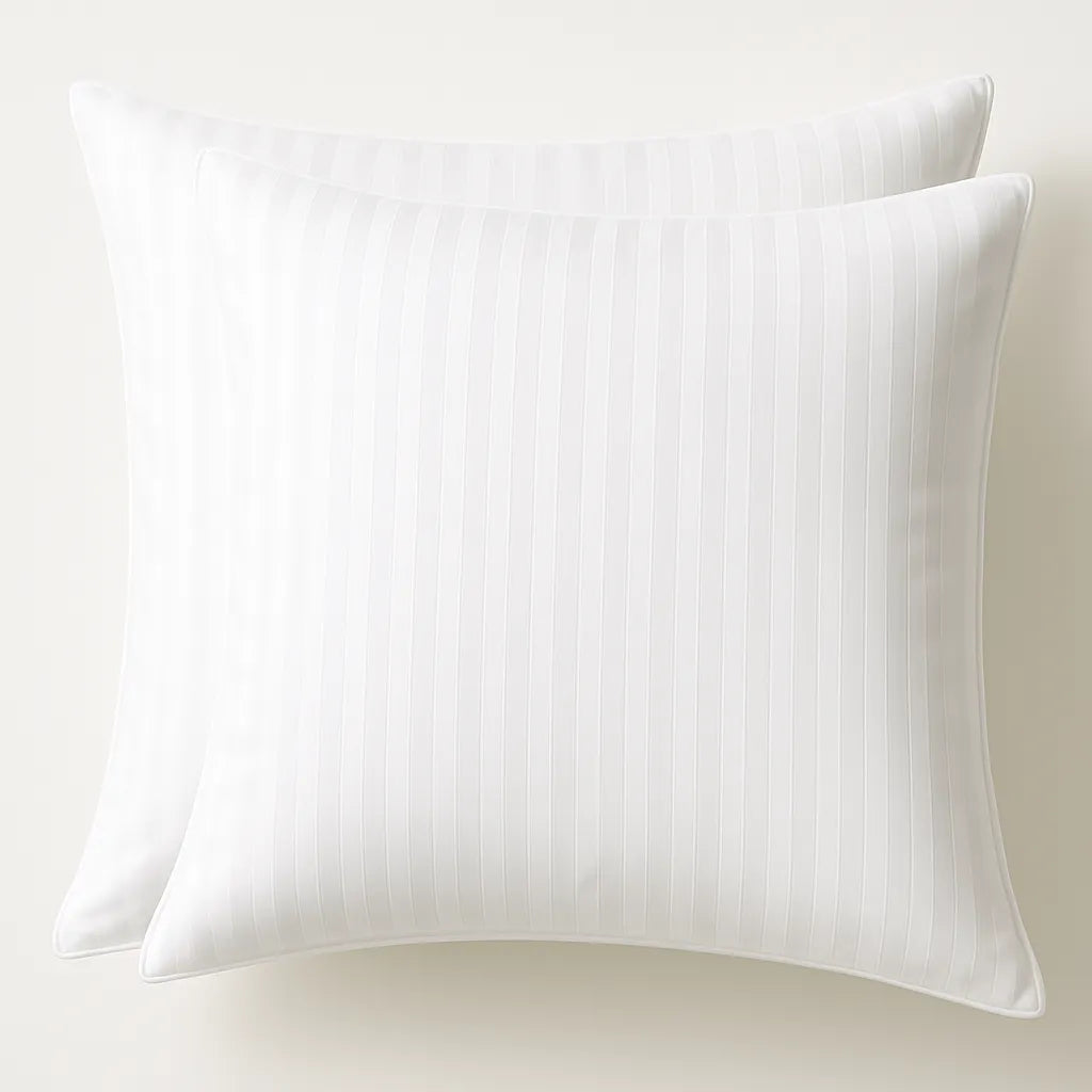 400TC Cotton European Pillowcases, 2 Pack – Striped White