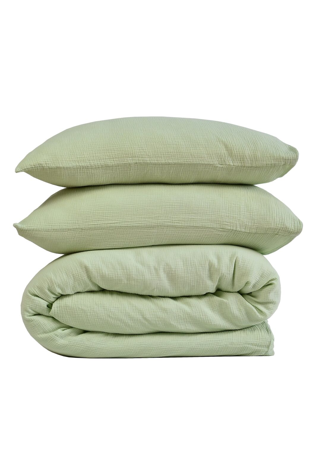 Jade Cotton Muslin Quilt Cover Set – Pastel Green, King