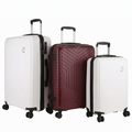 Pierre Cardin x Milleni 3-Piece Hardshell Super Light Luggage Bags Travel Suitcase - Burgundy/White