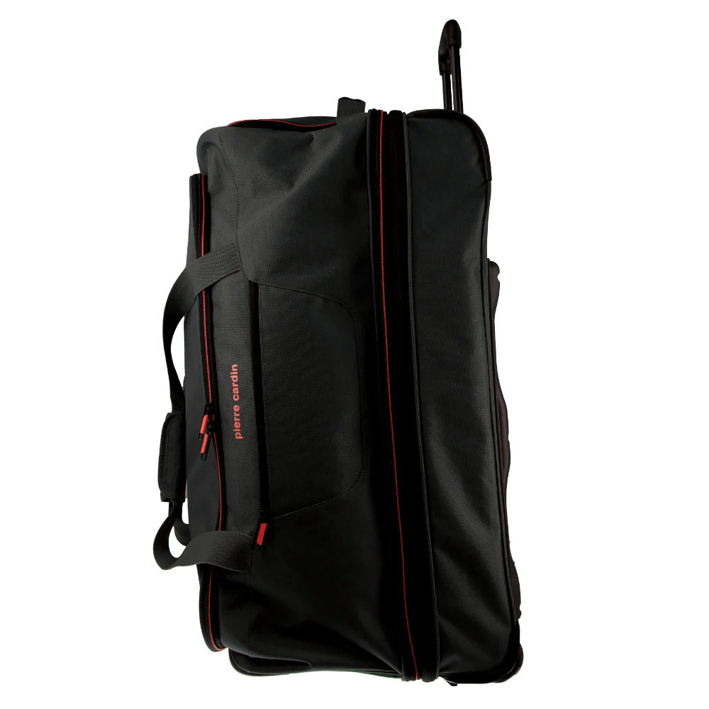 140L Pierre Cardin Trolley Bag Medium Soft Travel Luggage Wheeled Duffle - Black
