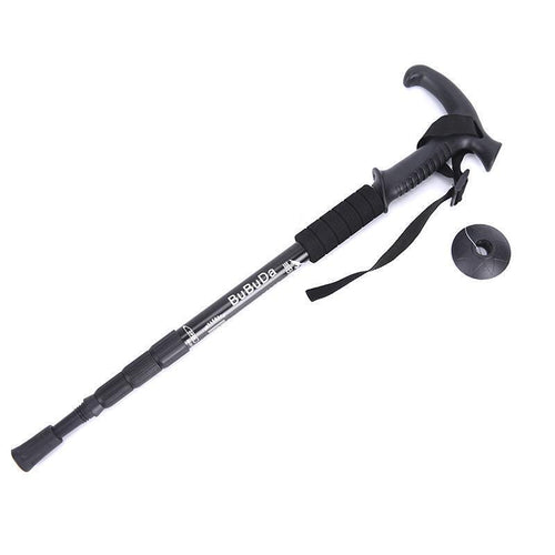 Adjustable Folding Trekking Pole with Anti-Shock Grip – Black