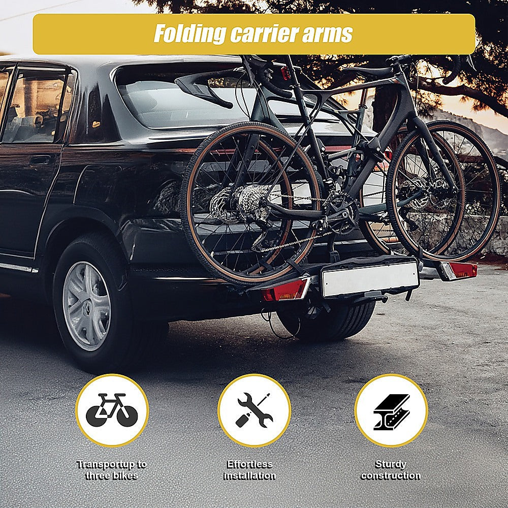 3 Bicycle Rack Hitch Mount Bike Carrier for Car and SUV Tow Bar