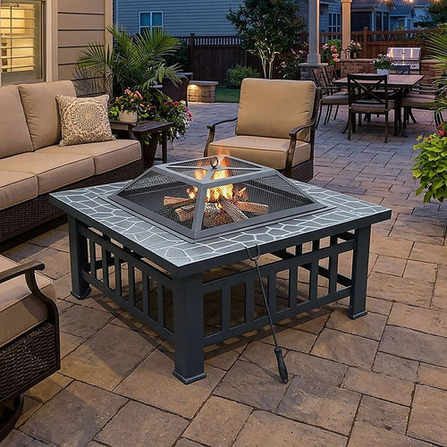 18" Square Metal Fire Pit Outdoor Heater