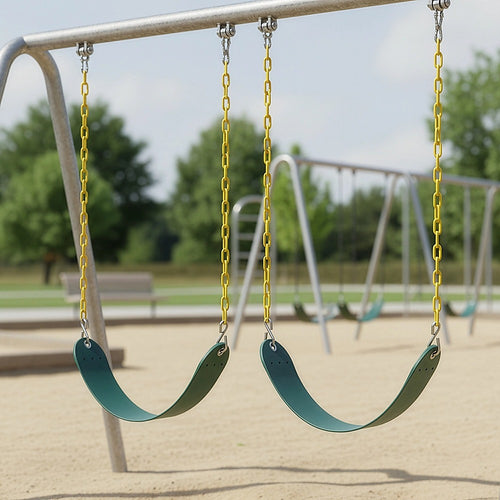 2 Pack Heavy Duty Playground Swing Seats with 66 Inch Plastic Coated Chains for Outdoor Backyard Play