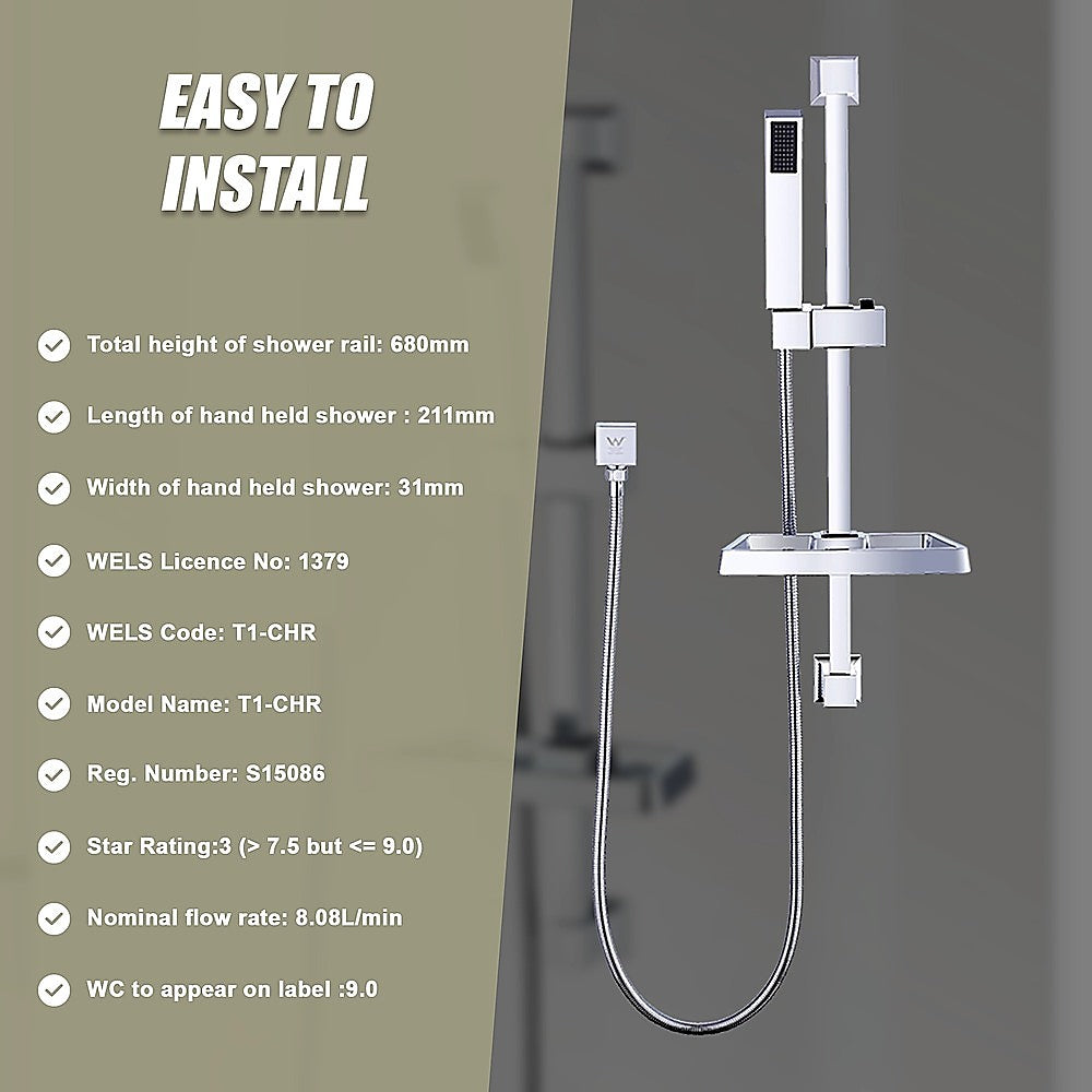 Hand Held Shower Rail Soap Dish Bathroom Set
