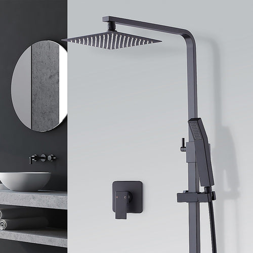 8" Square Dual Shower Set with Mixer – Black (86H49-MB-300)