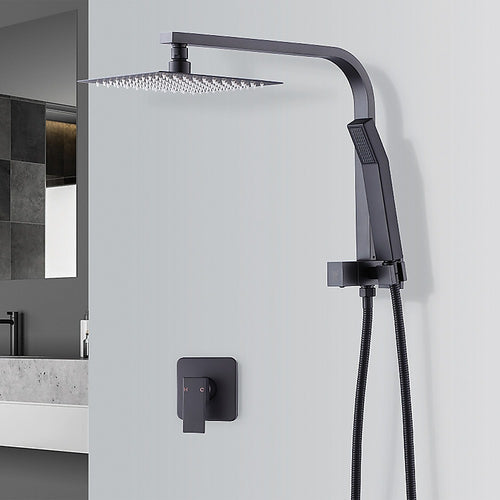 8" Square Dual Shower Set with Mixer – Black (86H53-CHR)