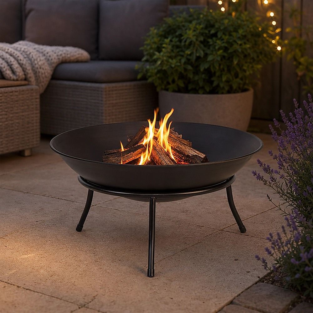 Iron Fire Bowl Traditional Log Fire Pit Outdoor Heating Camp Site Barbecue