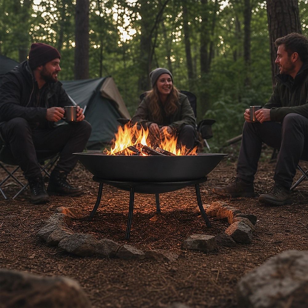 Iron Fire Bowl Traditional Log Fire Pit Outdoor Heating Camp Site Barbecue
