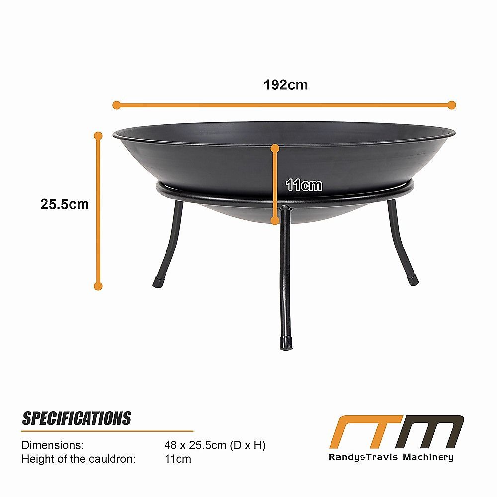 Iron Fire Bowl Traditional Log Fire Pit Outdoor Heating Camp Site Barbecue