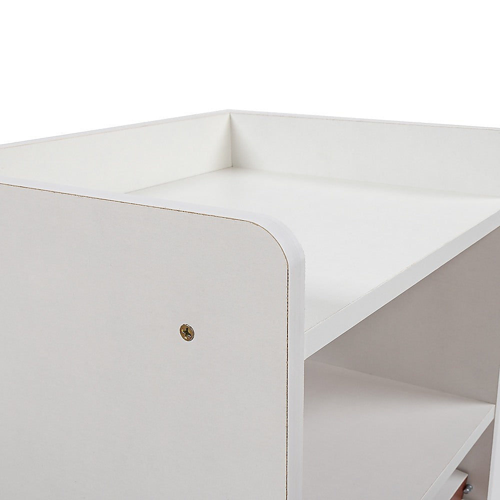 Bedside Table with Drawer and Recessed Shelf – White
