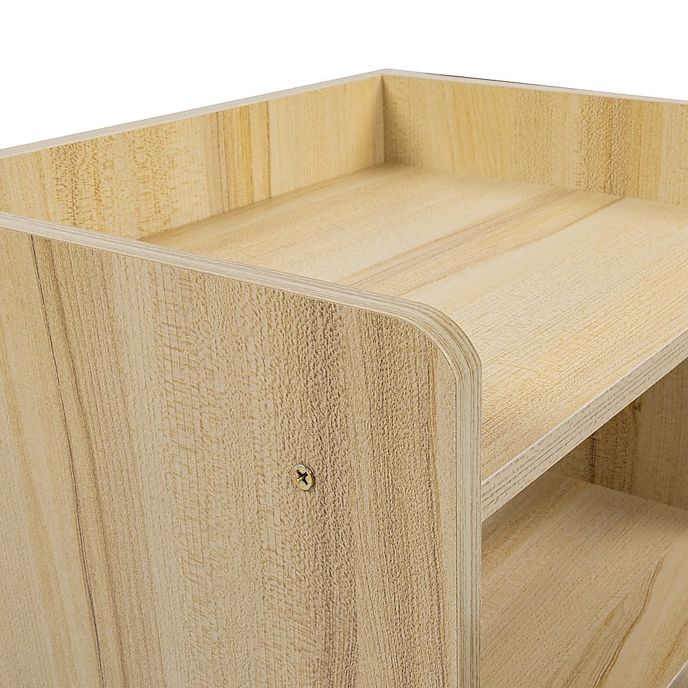 Bedside Table with Drawer and Recessed Shelf – Wood Look