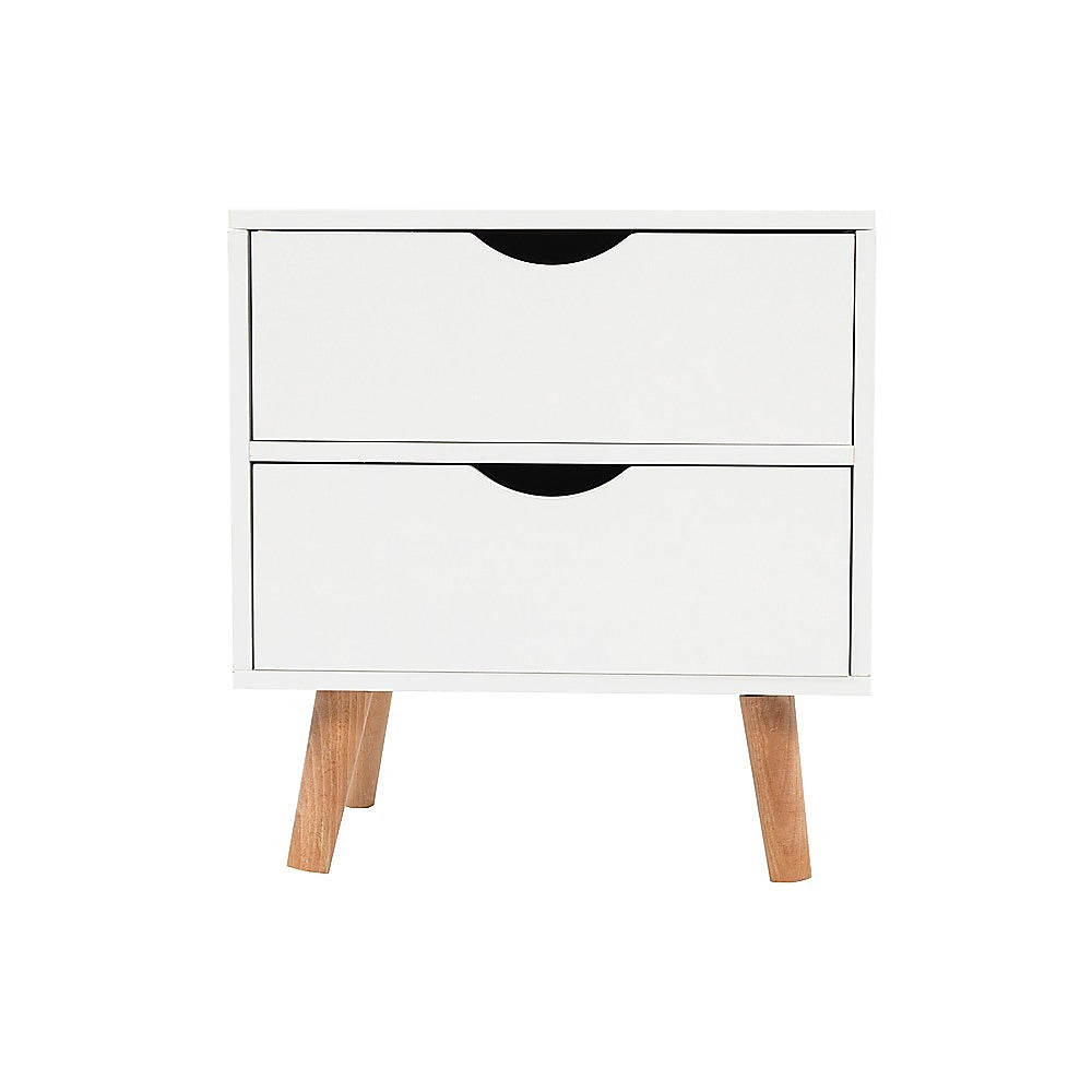 2-Drawer MDF Bedside Table – White