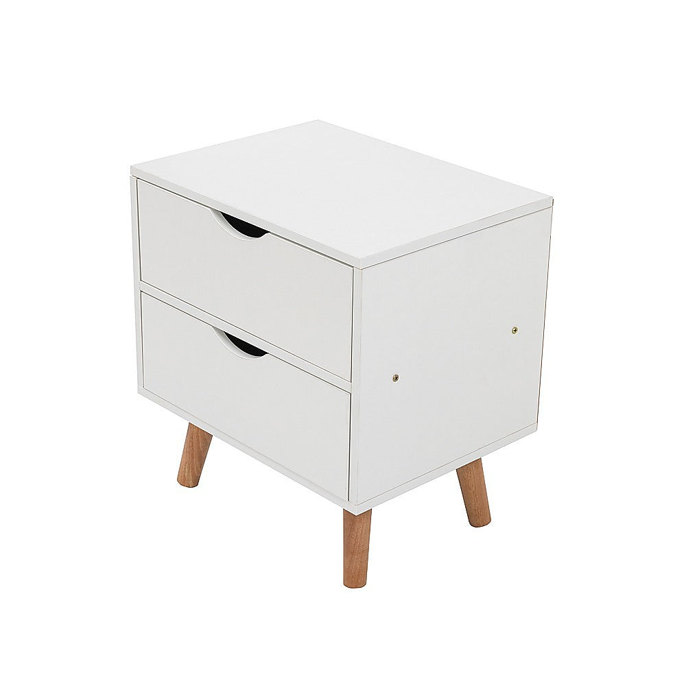 2-Drawer MDF Bedside Table – White