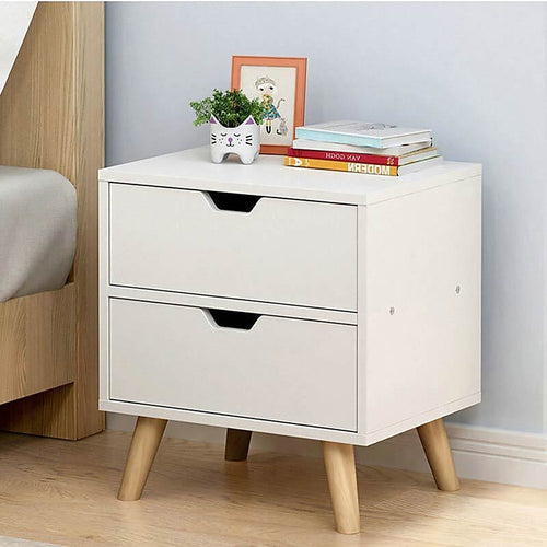 2-Drawer MDF Bedside Table – White