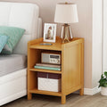 Bamboo and MDF Bedside Table – Natural Wood, One Open-Front Drawer And One Open Shelf