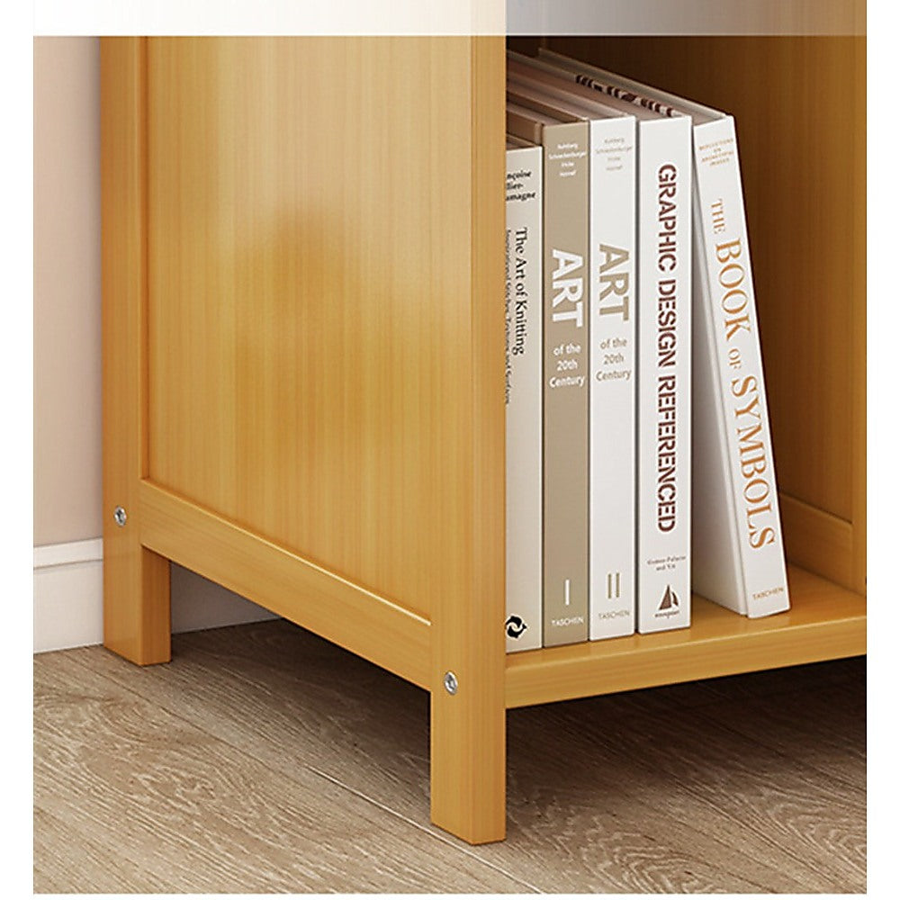 Bamboo and MDF Bedside Table – Natural Wood, One Open-Front Drawer And One Open Shelf