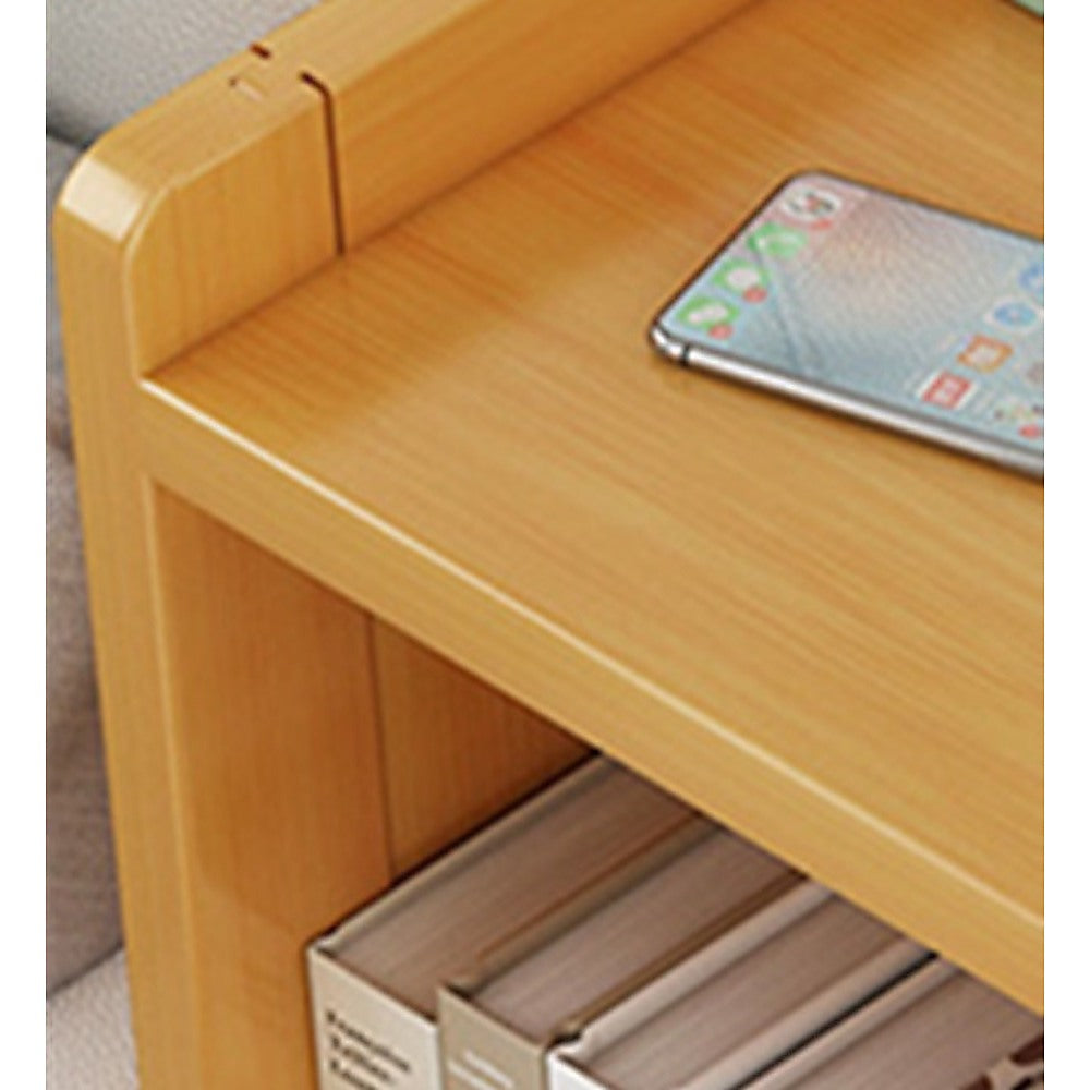 Bamboo and MDF Bedside Table – Natural Wood, One Open-Front Drawer And One Open Shelf