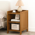 Bamboo and MDF Bedside Table – Dark Wood, One Open-Front Drawer And One Open Shelf