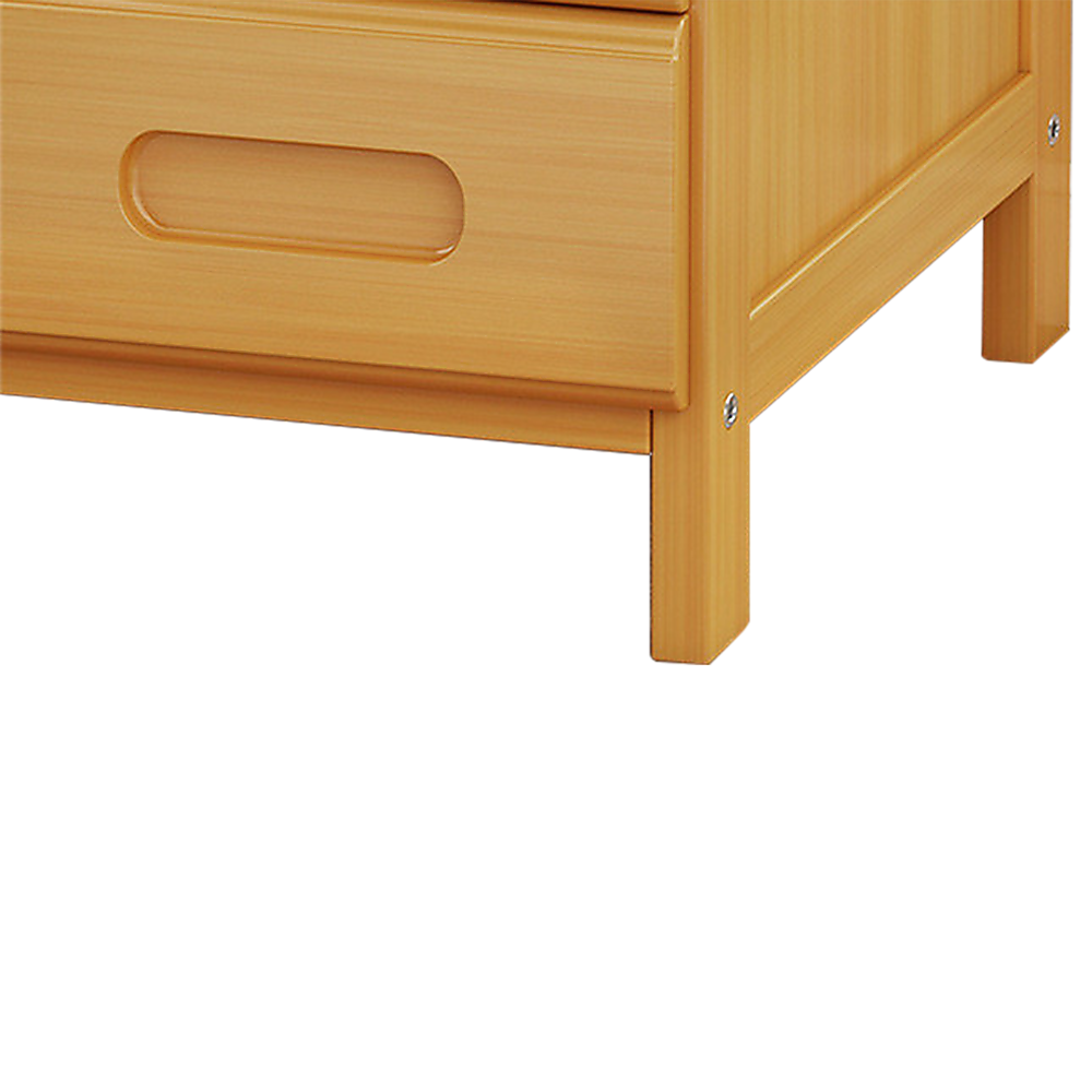 Bamboo and MDF Bedside Table – Natural Wood, Three Drawers