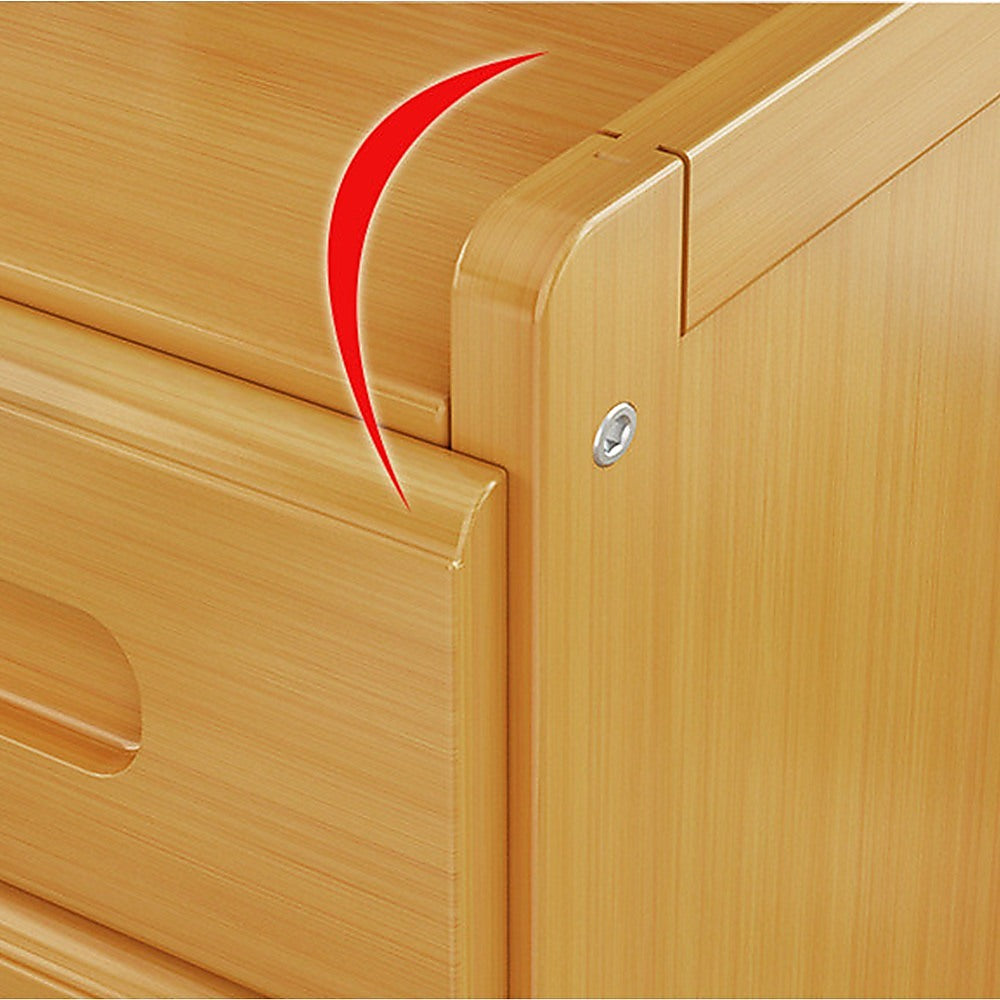 Bamboo and MDF Bedside Table – Natural Wood, Three Drawers