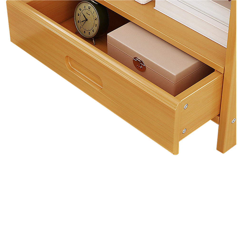 Bamboo and MDF Bedside Table – Natural Wood, Three Drawers