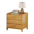 Bamboo and MDF Bedside Table – Natural Wood, Three Drawers